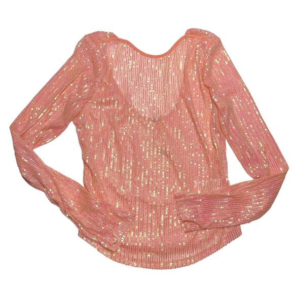 Free People Unapologetic Sequin Long Sleeve Top Size Large - Picture 1 of 4